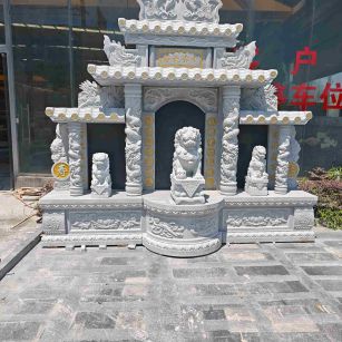 沧州芝麻白中国黑石材套墓 花岗岩墓碑